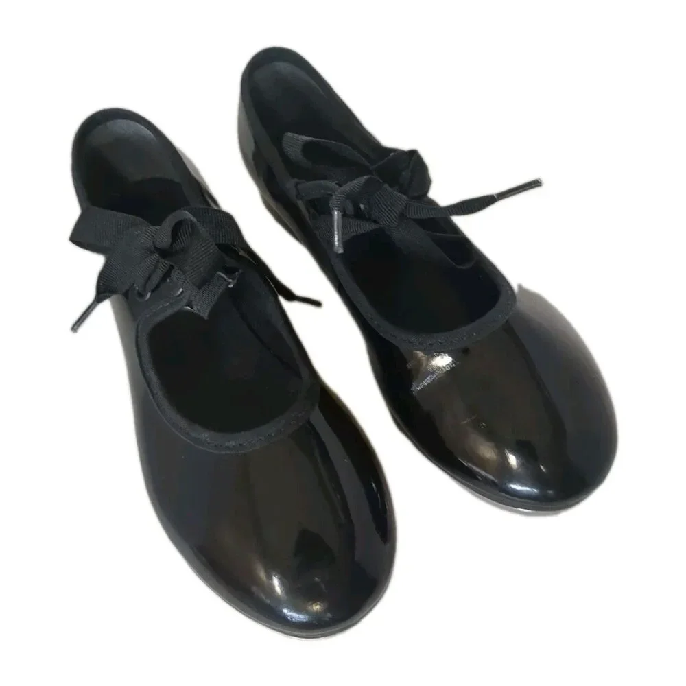 So Danca TA35 Girls Tap Dance Shoes Black Patent Size 11.5 M